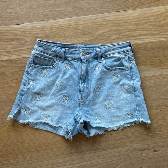 American Eagle Outfitters Pants - Embroidered Flower Light Blue Denim Shorts